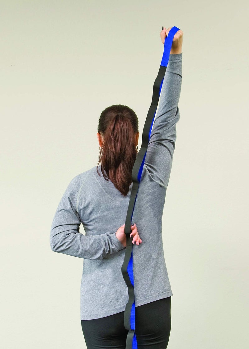 RangeMaster Stretch Strap, Multi-loop Strap with Exercise Guide for Physical Therapy, Yoga, Flexibility (Blue) - Image 3